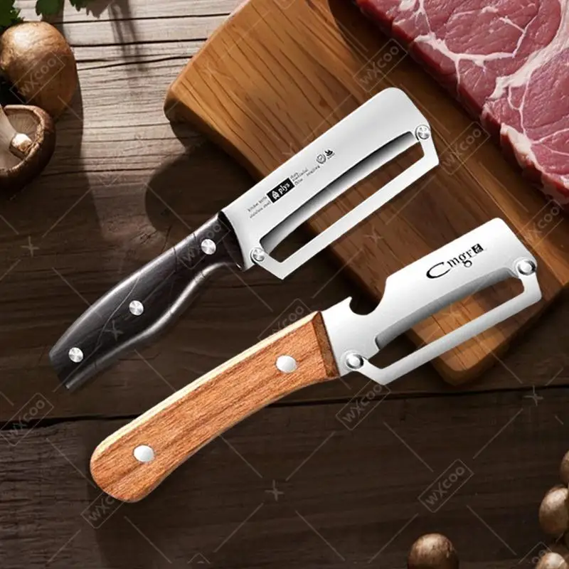 Pelador de Frutas de Acero Inoxidable, Abrebotellas 2 en 1, Cuchillo para Pelar, Raspador de Caña de Azúcar, Patatas, Frutas y Verduras, Utensilios de Cocina