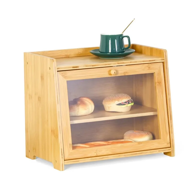 Bamboo 2-layer breadbox storage container