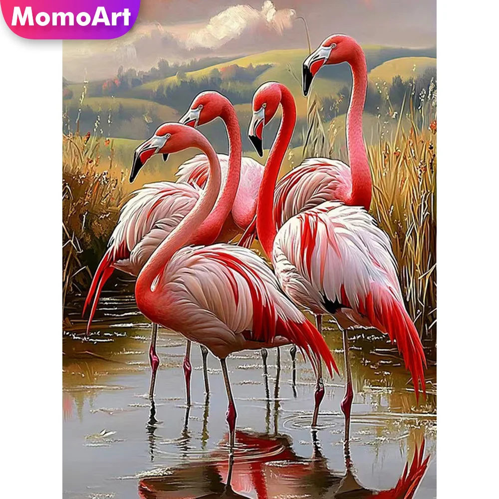 Momoart Diamond Painting Red-Crowned Crane Full Square Round Embroidery Animal Rhinestones For Adult Mosaic DIY Home Decoration