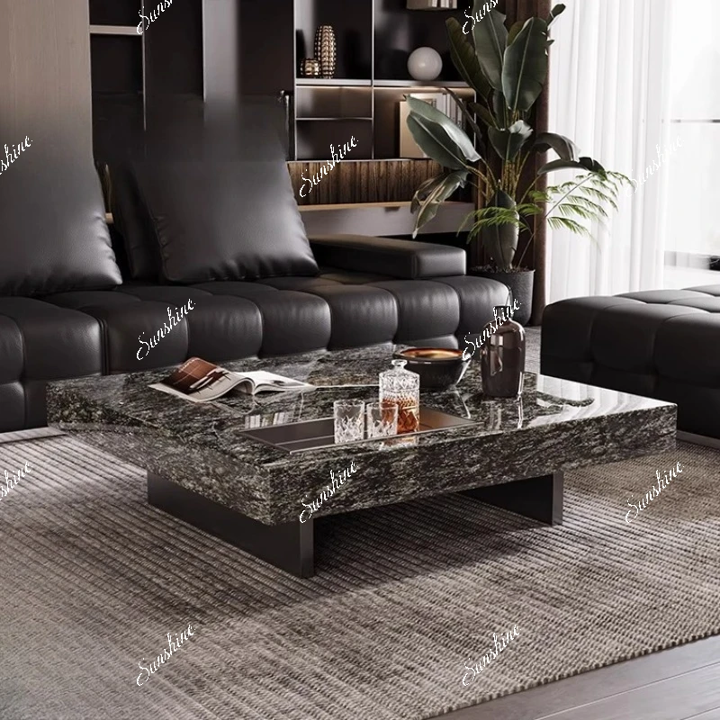 

Light luxury high-end, luxury stone coffee table simple modern square coffee table
