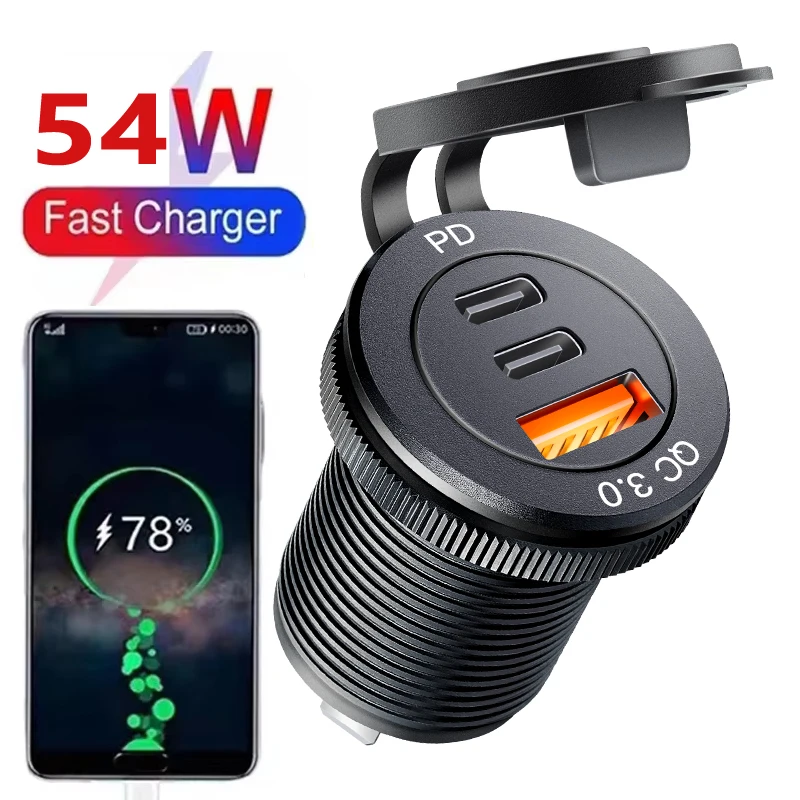 

Usb socket in the car Quick Charge outlet fast charging adapter PD and QC3.0 for Car Boat Marine ATV Bus Truck Golf Cart