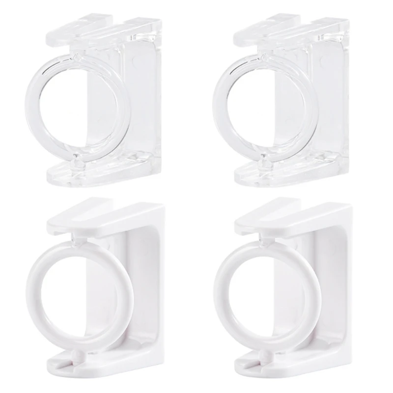 2Pcs Curtain Rod Wall Mount Brackets with Adhesive Backing Easy Installation No Drilling Transparent Poles Hangers Hook