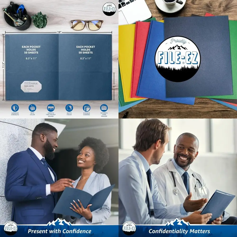 

Textured Letter Size Dark Blue Pocket Folders, 125 Pack