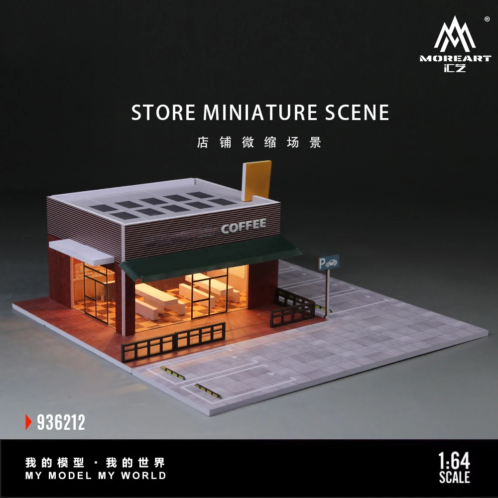 

*Pre-order*More Art 1:64 Coffee Shop Miniature Scene 3D Diorama Model Street View Layout For Diecast Car Display