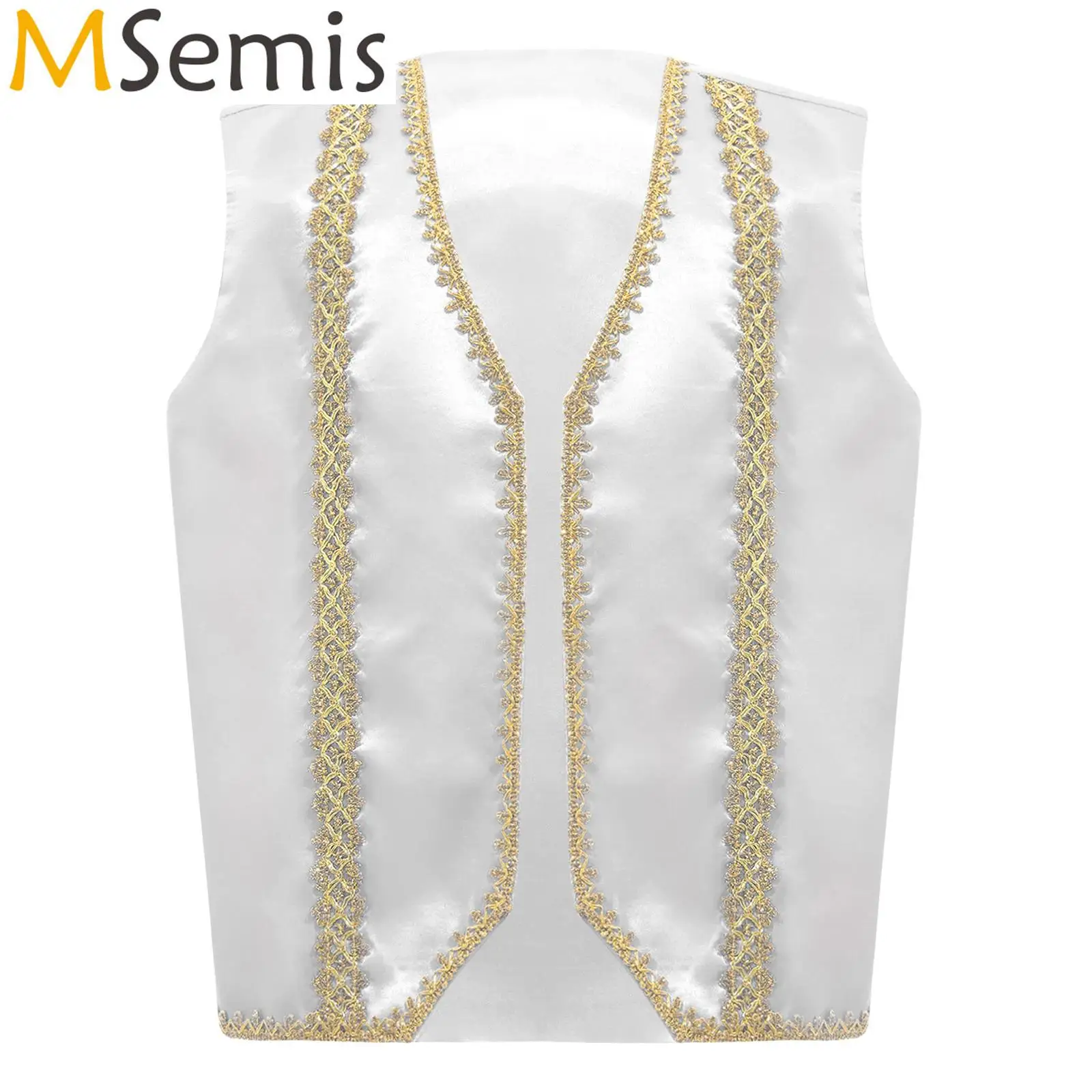 

Kids Boys Gothic Gilet Arab Jackets Medieval Steampunk Waistcoat Vest Arabian Prince Fairy Tale Cosplay Party Dance Costume