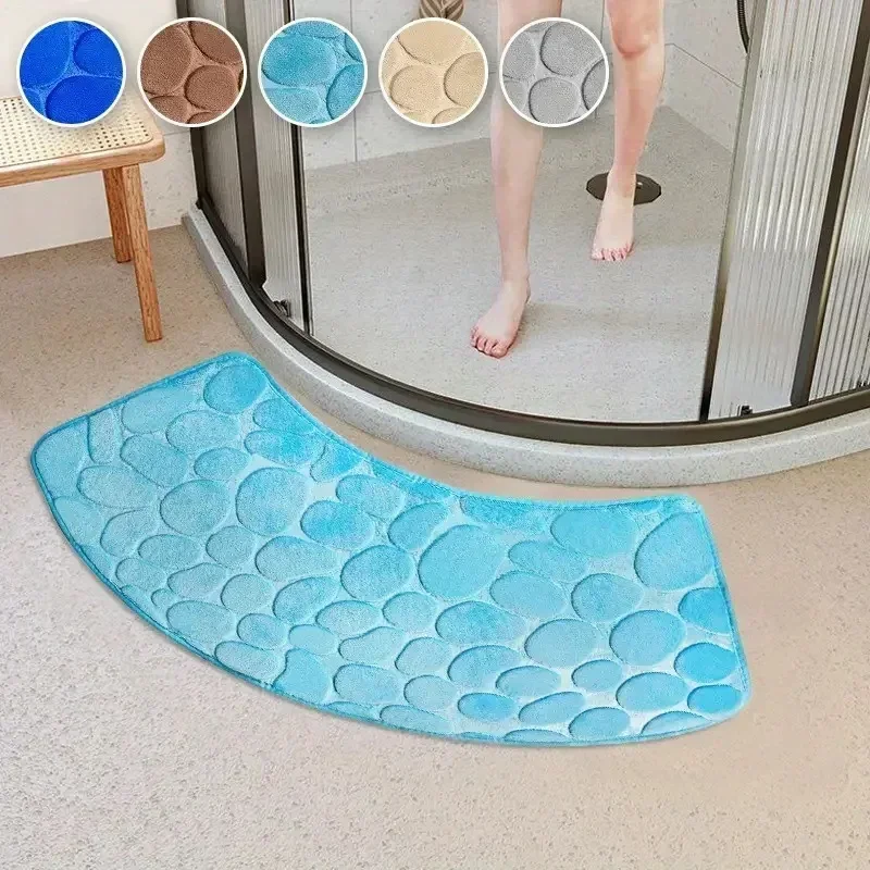 

1pc Pebble Design Non-Slip Bathroom - Soft Absorbent & Quick-Drying Polyester Floor Rug Bathroom, Bedroom