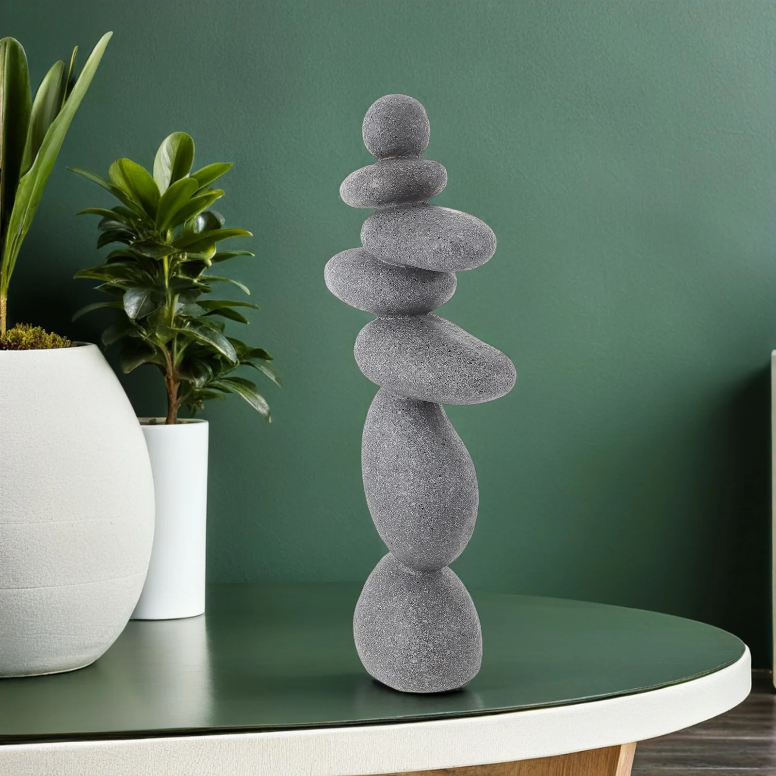 

Zen Garden Stone Sculpture Ornament Stacked Rocks Design Japanese Style Decor for Office Tea Room Balancing Yoga Meditation