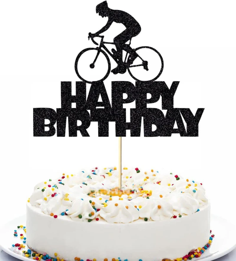Motorcycle Car Cake Topper Fast One Kids Man Boys Happy Birthday Black Bicycle Cupcake Toppers Decoration Party Baking Supplies