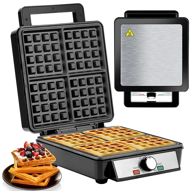 Kitchen appliance Waffle maker for 4 waffles 1200W Removable non-stick cooking plates homemade Belgian waffles machine