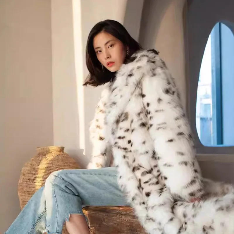 Faux Fox Fur Coat Women Thermal Plush Long Jacket Causal Loose Cardigan Fur Coat 2024 Winter Fashion High Quality  Fleece Coat