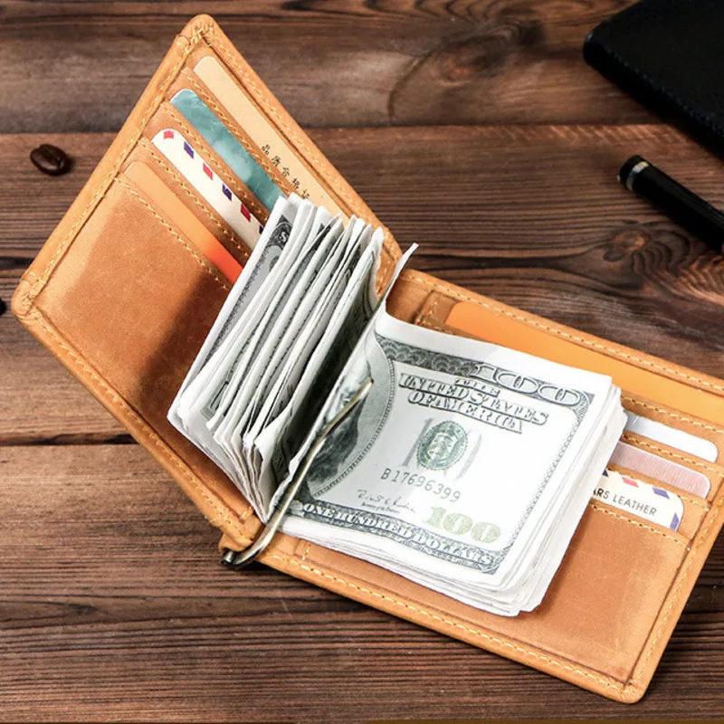 

New Fashion British Style Crazy Horse Cowhide Multifunctional Card Case Cover For Men And Women Genuine Leather Clip Male Wallet