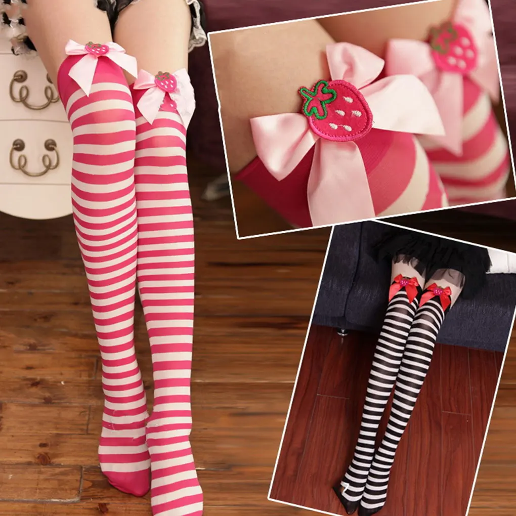 Christmas Bow Hairball Thigh High Long Stockings Over Knee Christmas Cosplay Party Costumes Knee Super Stretch Magical Tights