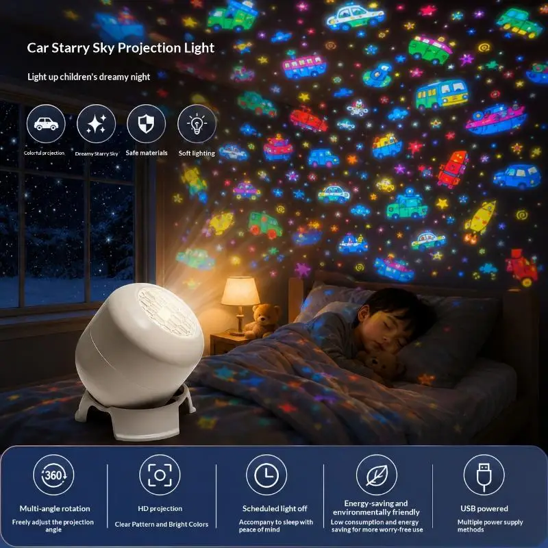 Dynamic Rotating LED Projector Light Rechargeable Projector 360 Rotating Atmosphere Light For Bedroom Decor