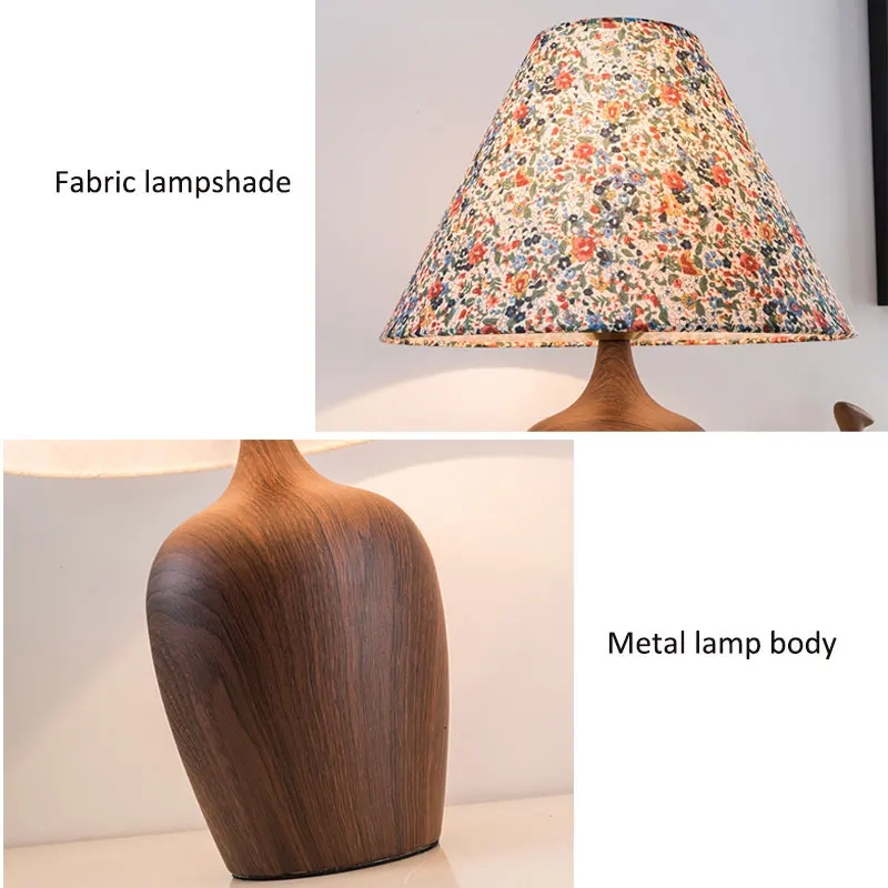 Creativity French Desk Lamp Artistic Bedroom Bedside Lamps Antique Floral Cloth Lamp Sofa Japanese Eye Protection Reading Lamp - view 4