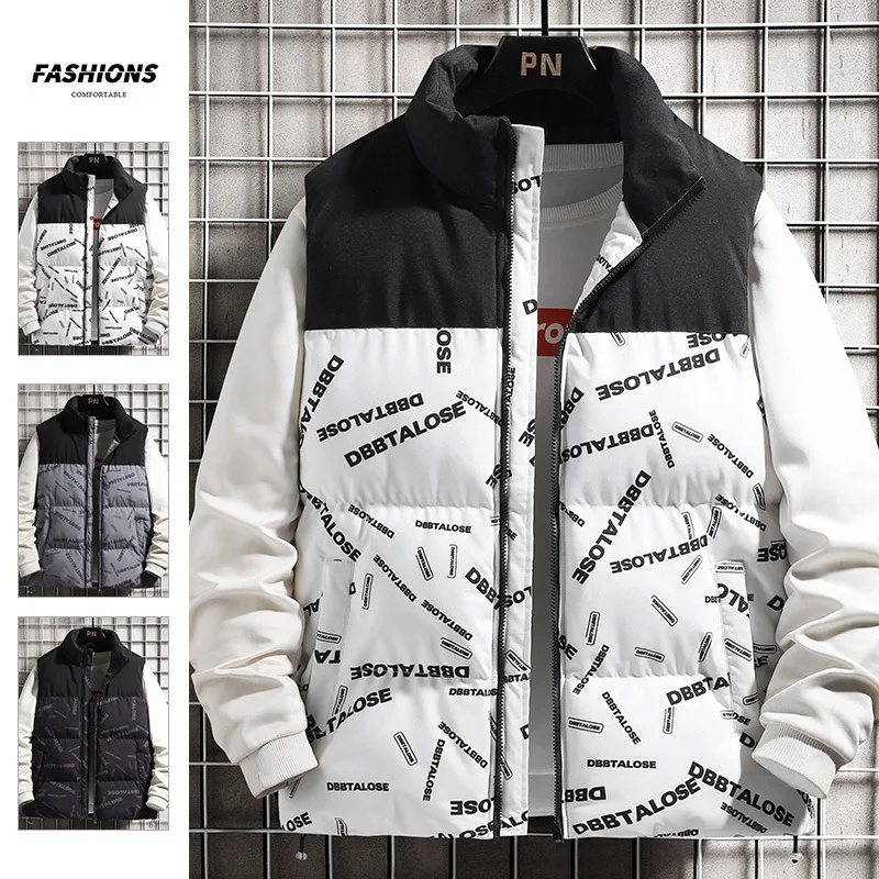 

Осенние и зимние стили, мужская хлопковая куртка со стоячим воротником, мужской жилет, теплый жилет, повседневный зажим, многоцветный выбор, хлопок