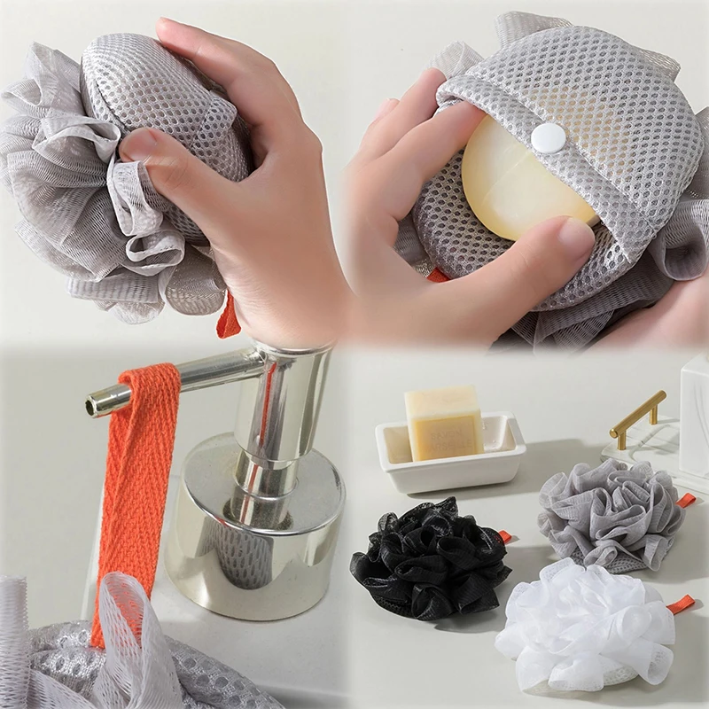 

Мягкая губка из люфы, шарик для ванны, дозатор мыла 2-в-1 и скраб для тела, отшелушивающий шарик для душа для мужчин и женщин