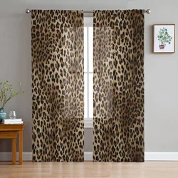 Leopard Print Modern Curtains For Living Room Transparent Tulle Curtains Window Sheer For The Bedroom Accessories Decor