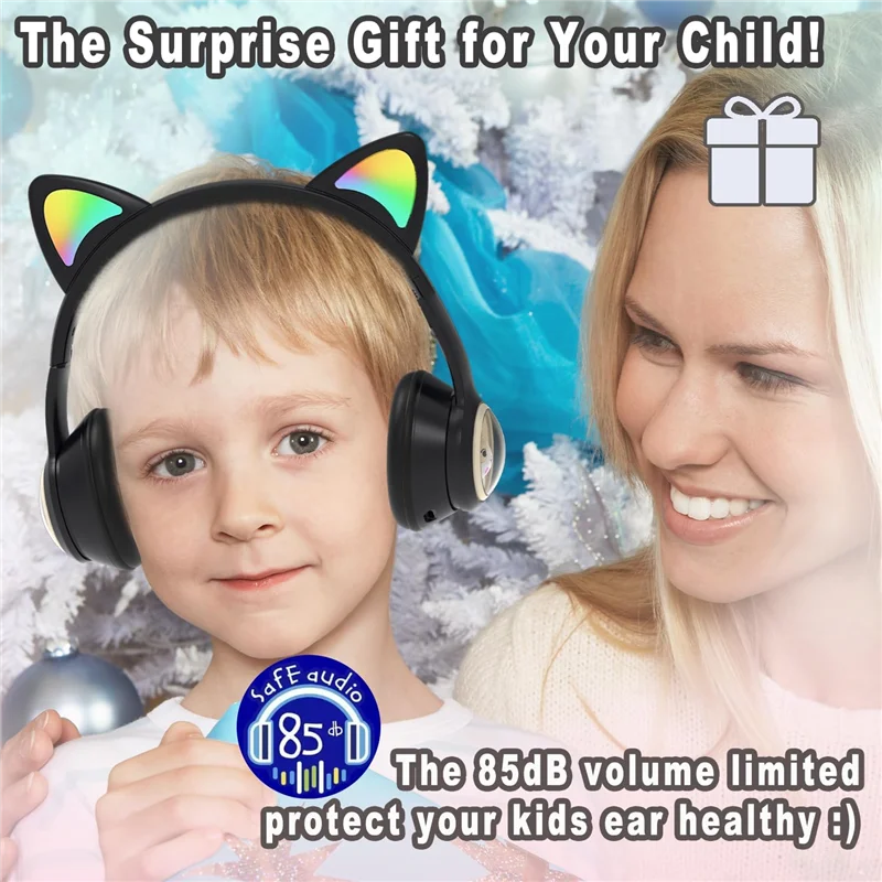 

(Limited Offer) Children's Bluetooth Headphones, Over Ear Headphone, Cat Ears Game Headset For Phone With LED Light -C