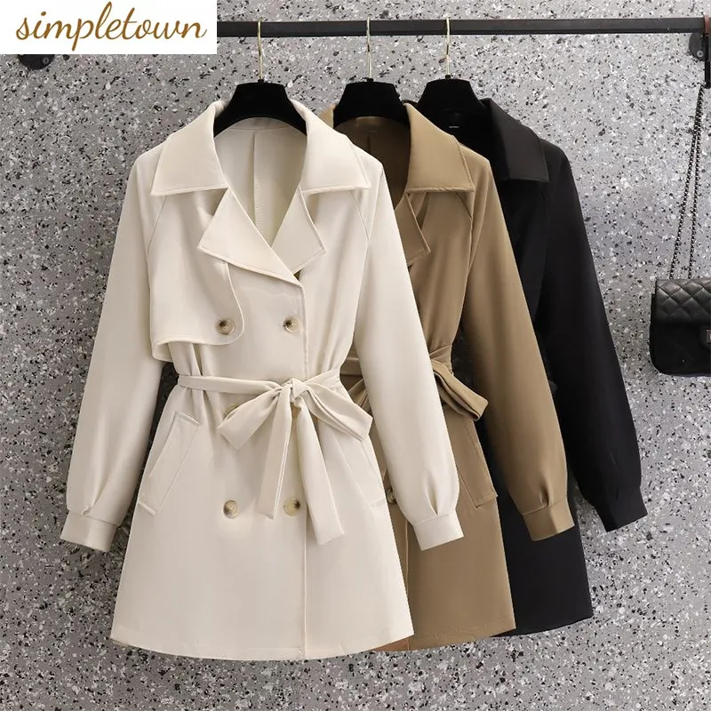 

Mid Length Black Trench Coat for Women's Autumn and Winter 2023 New Korean Version Slimming and Aging Elegant Women's Top