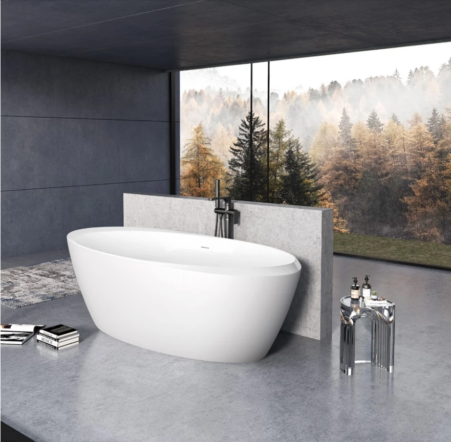 

2024 CE UPC Indoor Stand Alone Oval Freestanding Bathtubs Acrylic Soaking Bath Tub Free Standing Bathtub Hot Sale