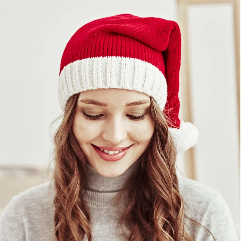 かわいいクリスマスニット帽子ソフトビーニー大人子供用サンタ帽子新年パーティーギフトナヴィダードクリスマス装飾コスプレアクセサリー