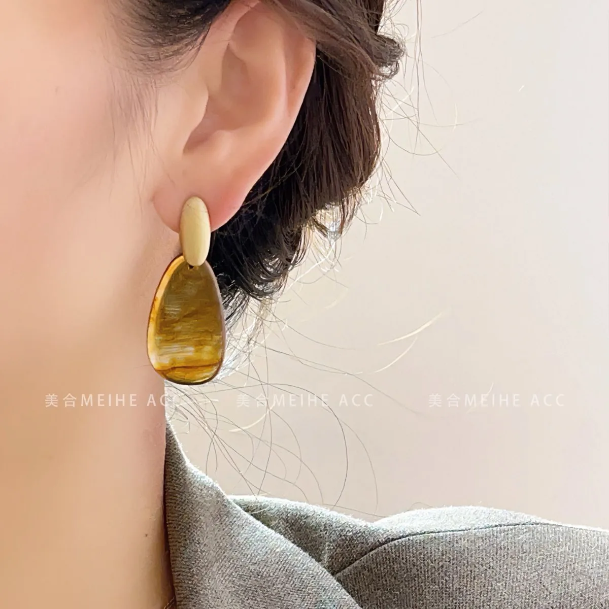 Drop Earrings Mixed Resin Metal Acrylic Retro Vintage Chic Sturdy Lightweight Elegant Daily Jewelry Gift for Her