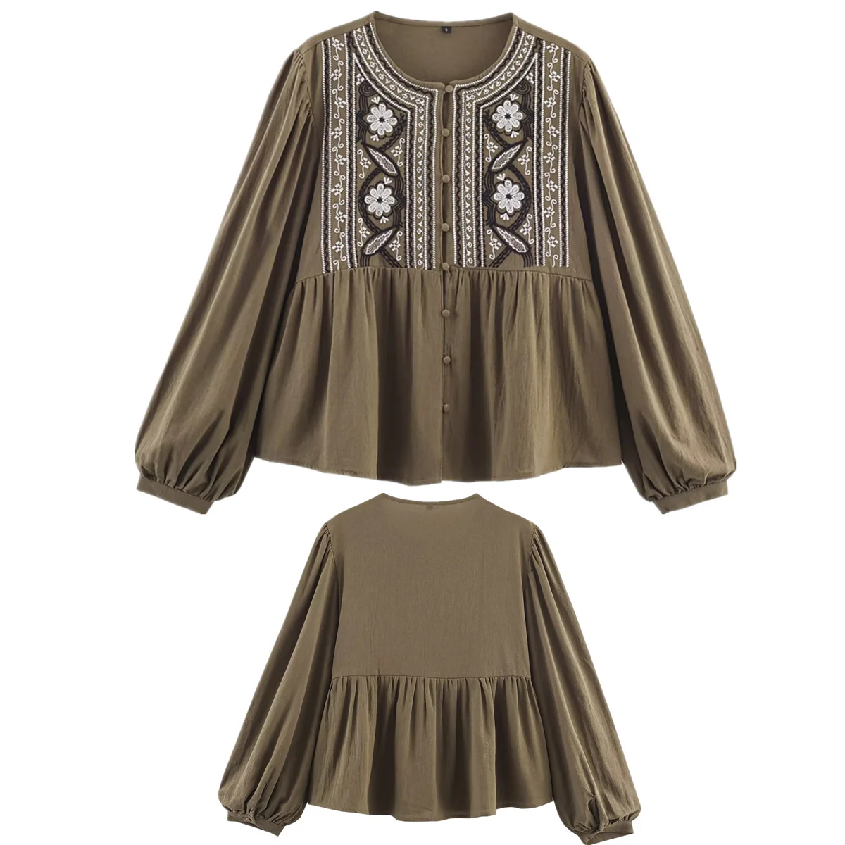 

Maxdutti Fashion Vintage Shirts & Blouses Women's Clothes Shirts Tops Women's Moroccan Bohemian Embroidered Shirt Ladies