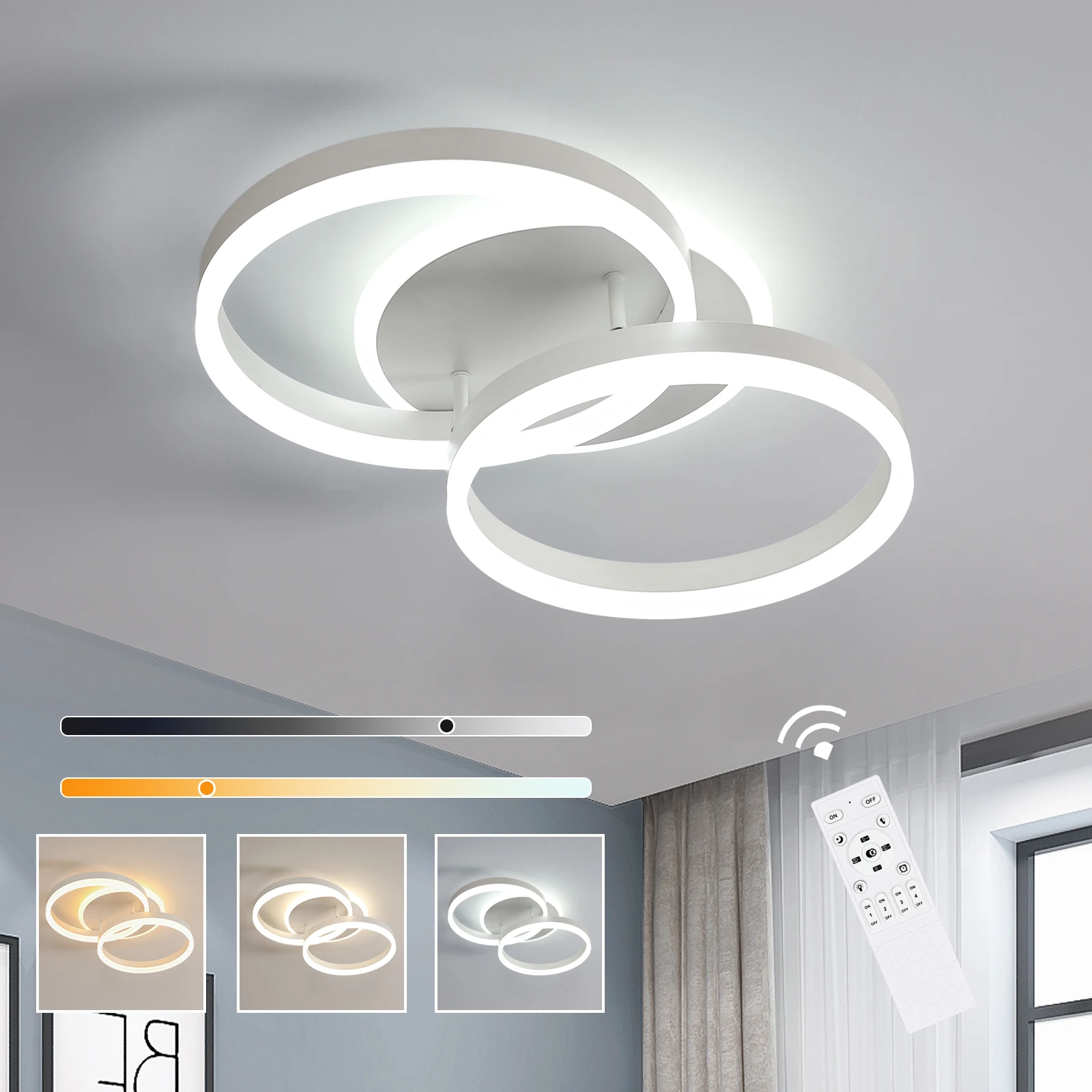 Plafoniera LED in acrilico da 46 W, dimmerazione continua 3000-6500 K con plafoniera telecomandata per soggiorno e sala da pranzo