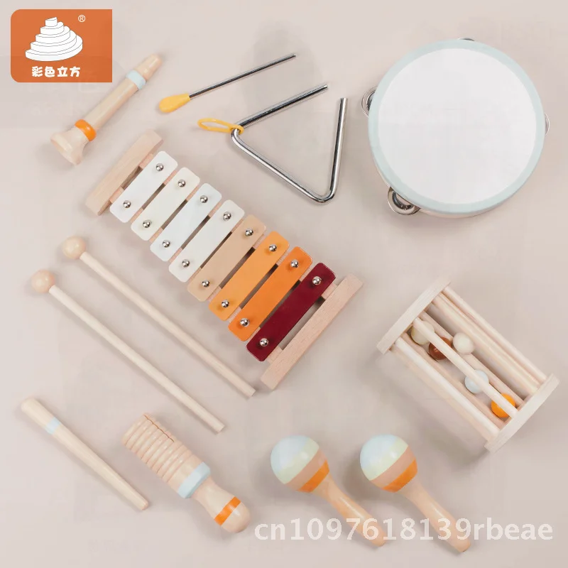Juego de instrumentos musicales Orff de madera para niños, combinación de juguetes de Aprendizaje Temprano, Educación Musical Vocal, ciencia, percusión