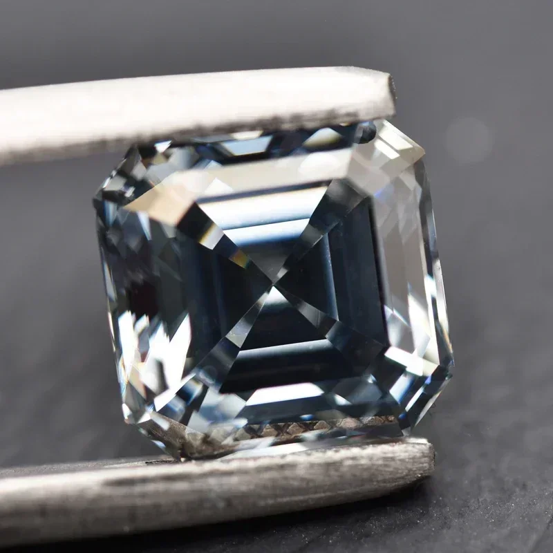 Moissanite Asscher Forma Colore grigio Perline di alta qualità per ciondoli Creazione di gioielli Bracciale Orecchini Materiali con certificato GRA