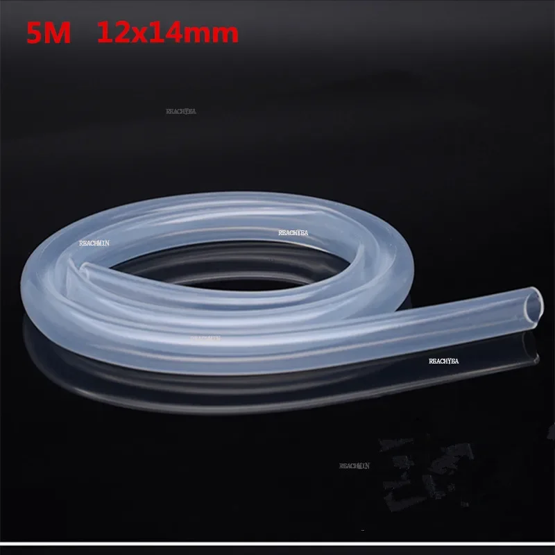 

5 meter food grade transparent silicone rubber hose external diameter 12mm x 14mm flexible silica gel tube 12x14 mm