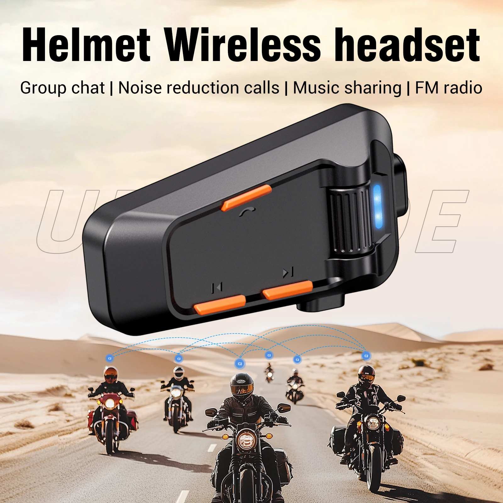

2025 new C2 Motorcycle riding waterproof multi-person networking group chat intercom helmet bluetooth headset 6.0