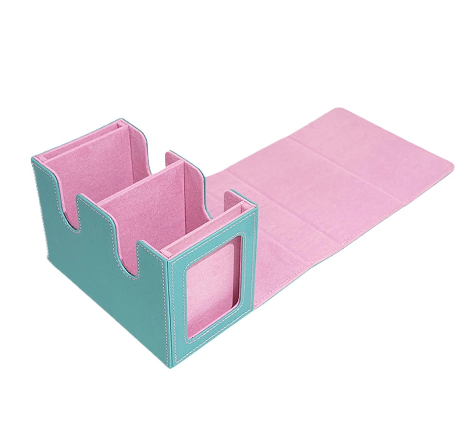 Double Window Card Storage Box with Magnetic Closure, PU Leather Deck Case for 260+ TCG Cards, for Yu-Gi-Oh/Pokemon/OnePiece/TCG