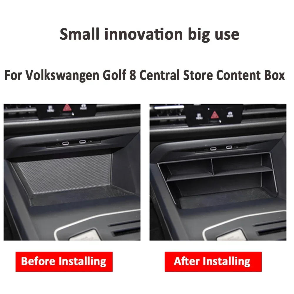 Car Central Console Organizer Box for Volkswagen VW Golf MK8 Golf 8 2020 - 2023 LHD Storage Box Container Case Accessories