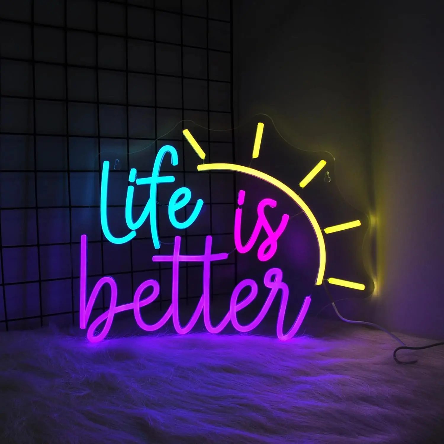 

Неоновая вывеска «Life Is Better»: Декоративный светильник с регулируемой яркостью для патио, кафе, гостиной, спальни, домашнего офиса, вечеринок. Идеальный подарок на день рождения.