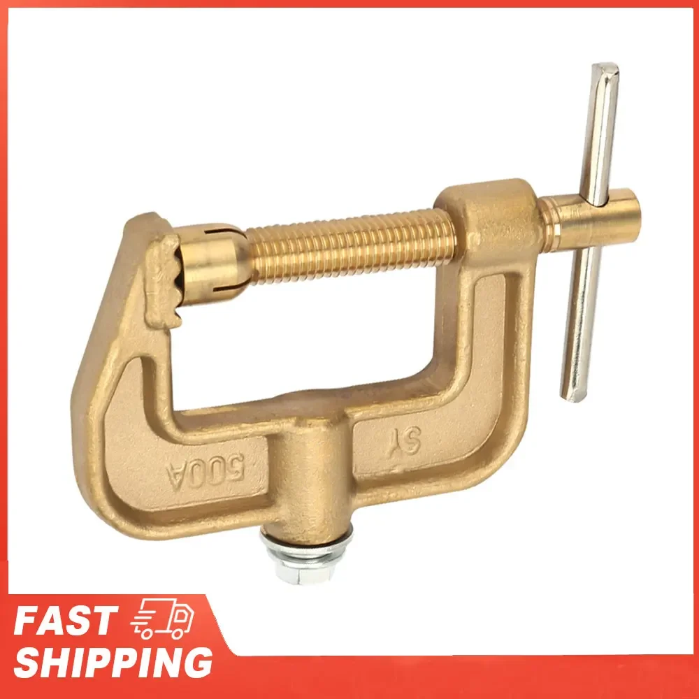 Penjepit Tanah Daya Tinggi 500A Bahan Kuningan Bentuk G Klasik untuk Mesin Las