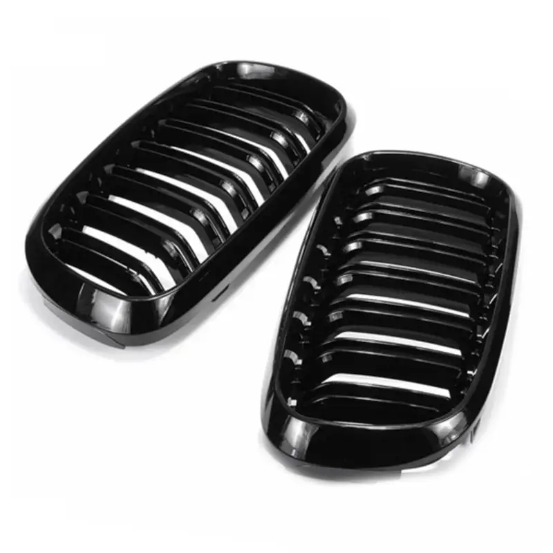 A13F-For BMW F15 F16 X5 X6 F85 F86 2014-2018 Front Bumper Kidney Racing Grille Glossy Black Car Double Slat Grill