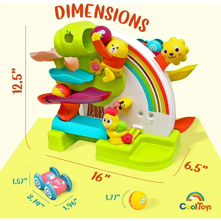 CoolToys-juguete de caída de pelota para niños pequeños, rampa de coche de desarrollo 2 en 1, pista de carrera y juguete de seguimiento Popper de pelota, educativo Montessori