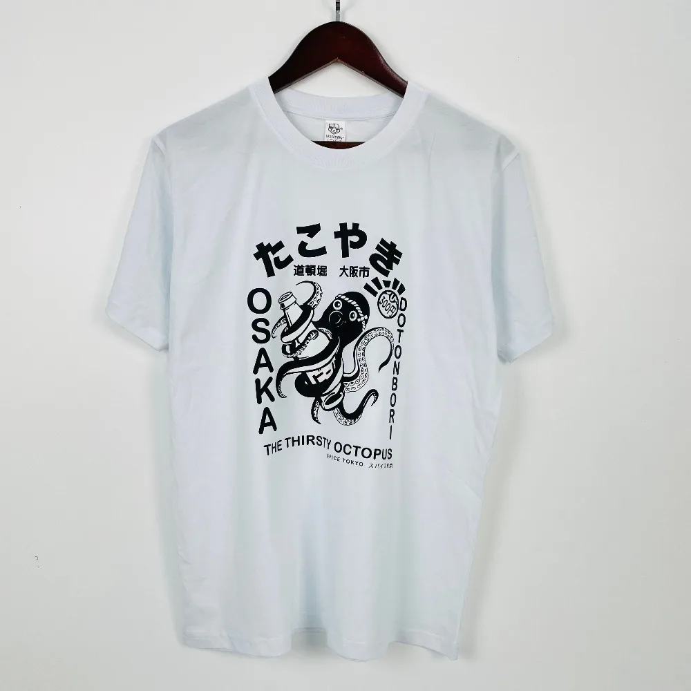 Japanese Takoyaki Osaka Graphic Tee Tops Kanji and Hiragana Street Wear Food Cotton T-Shirt for Men and Women Perfect Souvenir view 2