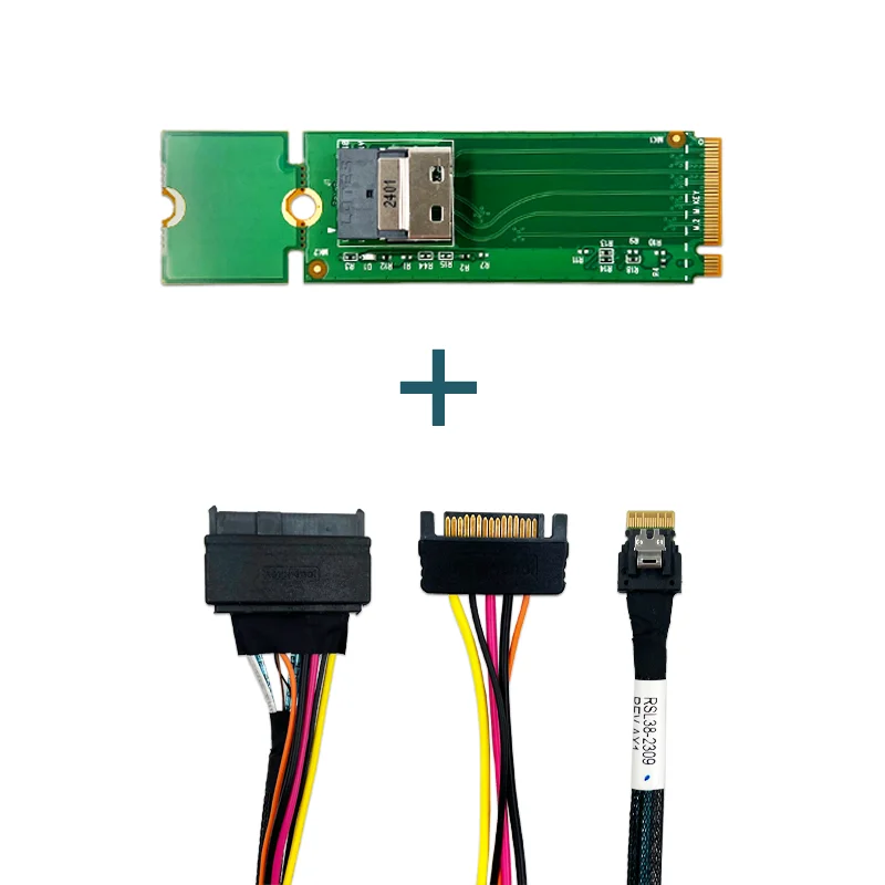 

Переходник M.2 PCIe 4.0 — SlimSAS SFF-8654 x4 (2280) ---XIC 24SL с кабелем SFF-8654 4i — U.2 NVMe