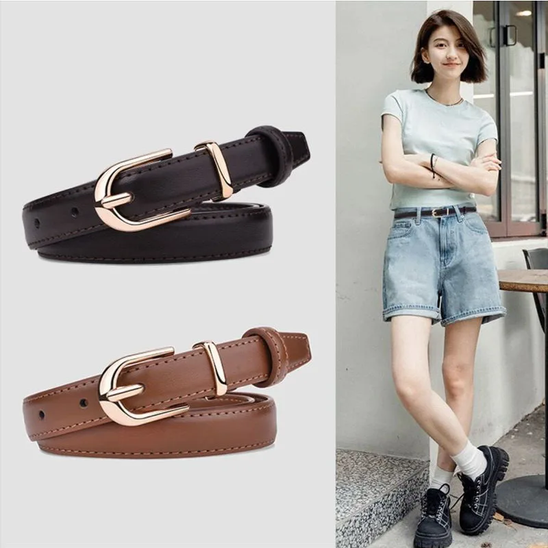 

Fashion Women's Belt 2025 Trendy Alloy Pin Buckle Genuine Leather Belt - Slim Waistband, Elegant & Versatile for Suits/Jeans