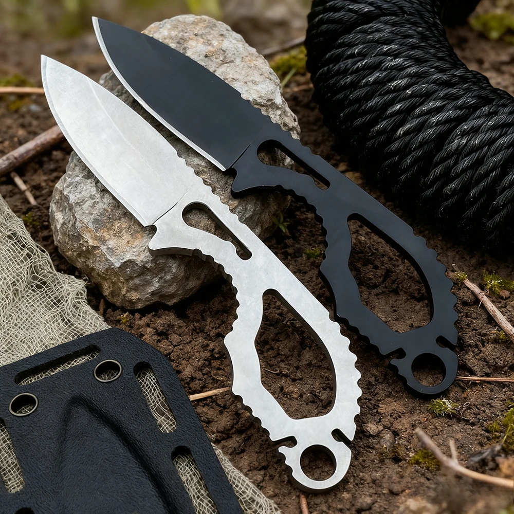 Coltello dritto EDC in acciaio 440C ad alta durezza Coltello tattico da caccia da campeggio esterno Coltello da autodifesa per avventure di sopravvivenza