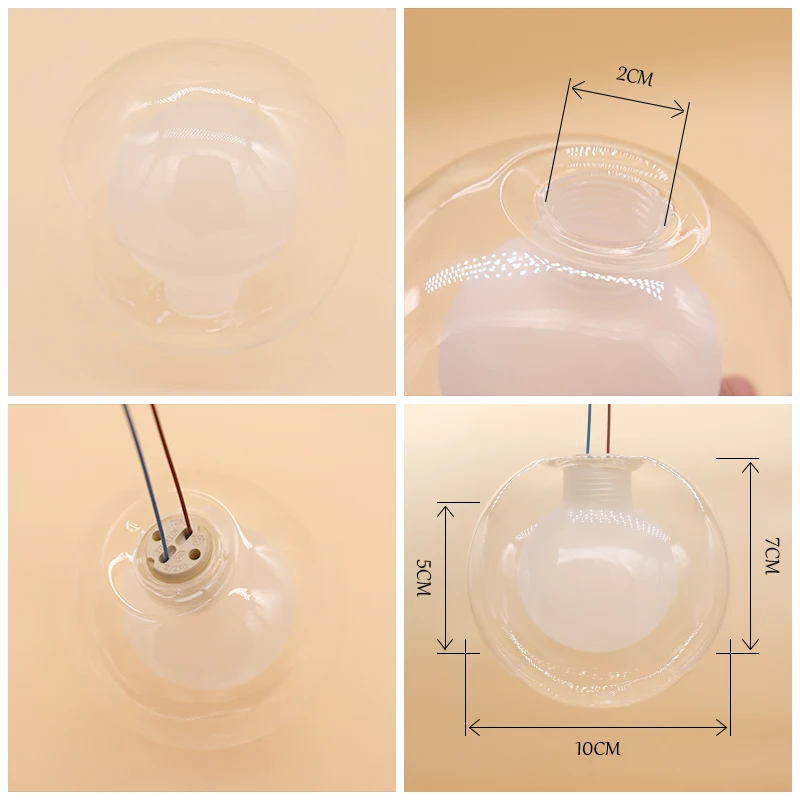 Clear Ball Glass for Chandeliers Ball In Ball Smoky Gass Ball for Hanging Light Amber Glass Ball for Pendant Lamp G9