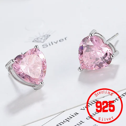 Love Heart Genuine Blue Topaz ametista citrino granato creato zaffiro rubino smeraldo 925 Sterling Silver Gemstone Stud Earring