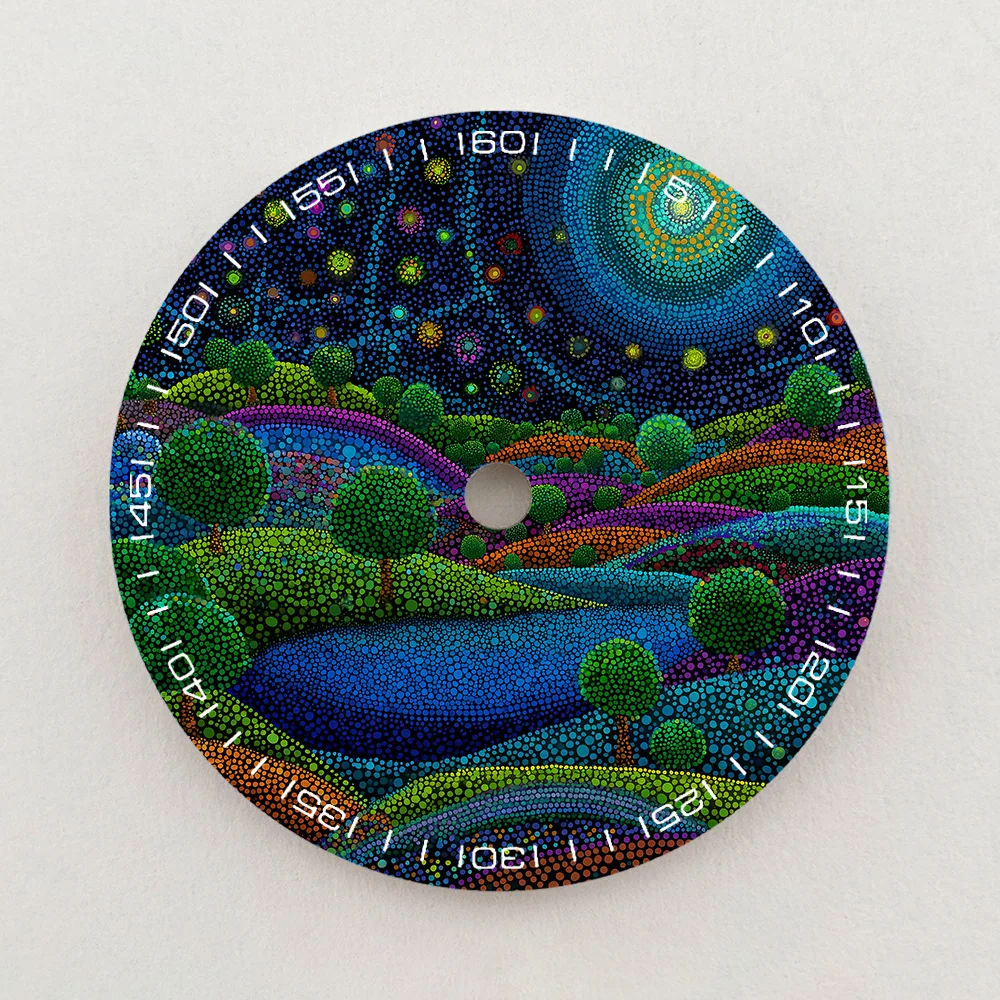 28.5mm NH35 Dial Starry Mountain Valley Dot Art Dial Luminous Dial NH36 Dial Watch Accessories Fits NH35/36 Movement Custom LOGO