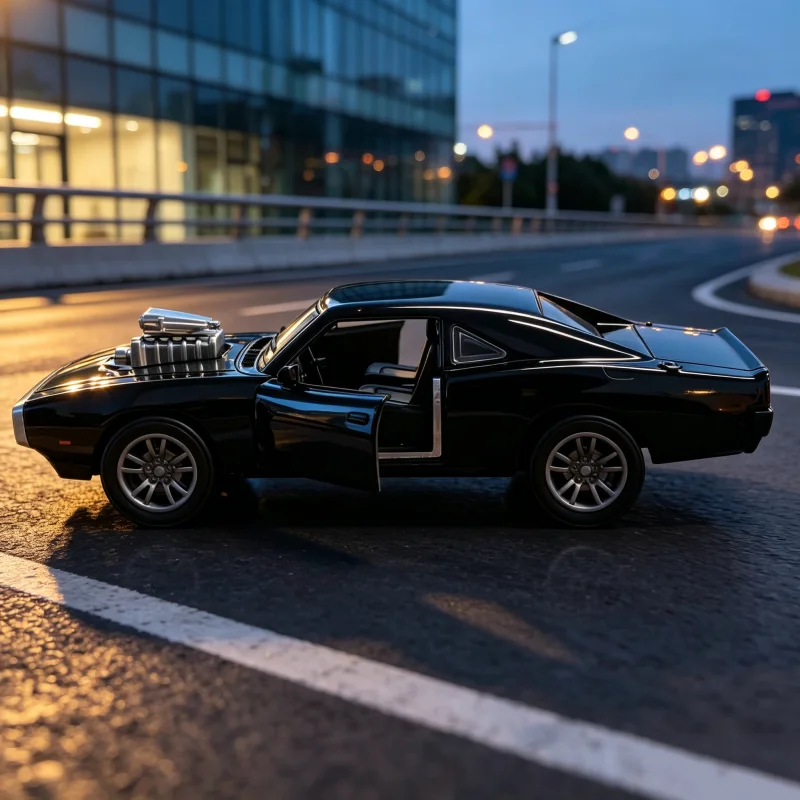 1/36 American muscle car alloy model, retro two-door sports car rewind die-casting toy, equipped with exposed engine and removab