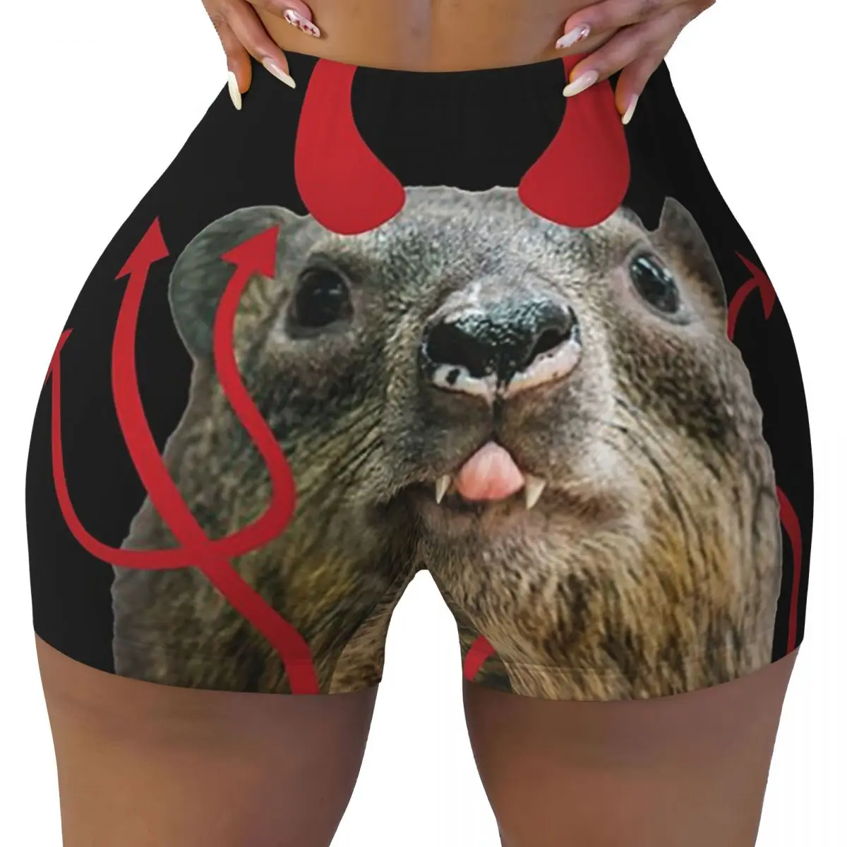 Personalizado Rock Hyrax Devil Mulheres Ginásio Treino Correndo Shorts Atlético Voleibol Biker Yoga Shorts