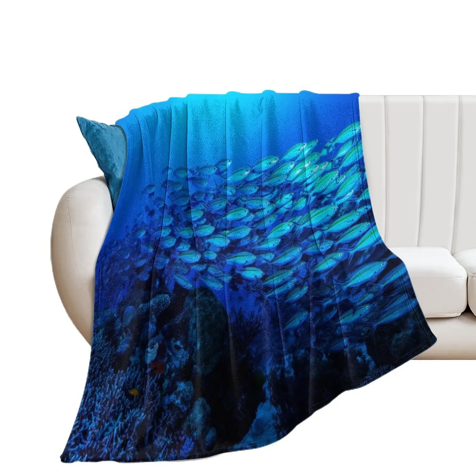 

Tropical Fish on the Great Barrier Reef Throw Blanket Beach Plaid on the sofa Blankets