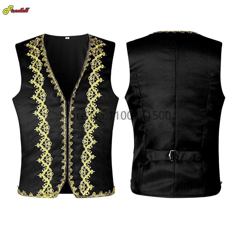 Renaissance Cosplay Medieval V Neck Waistcoat Vest Vintage Vicotiran Steampunk Jacquard Swallow Top Noble Halloween Costume