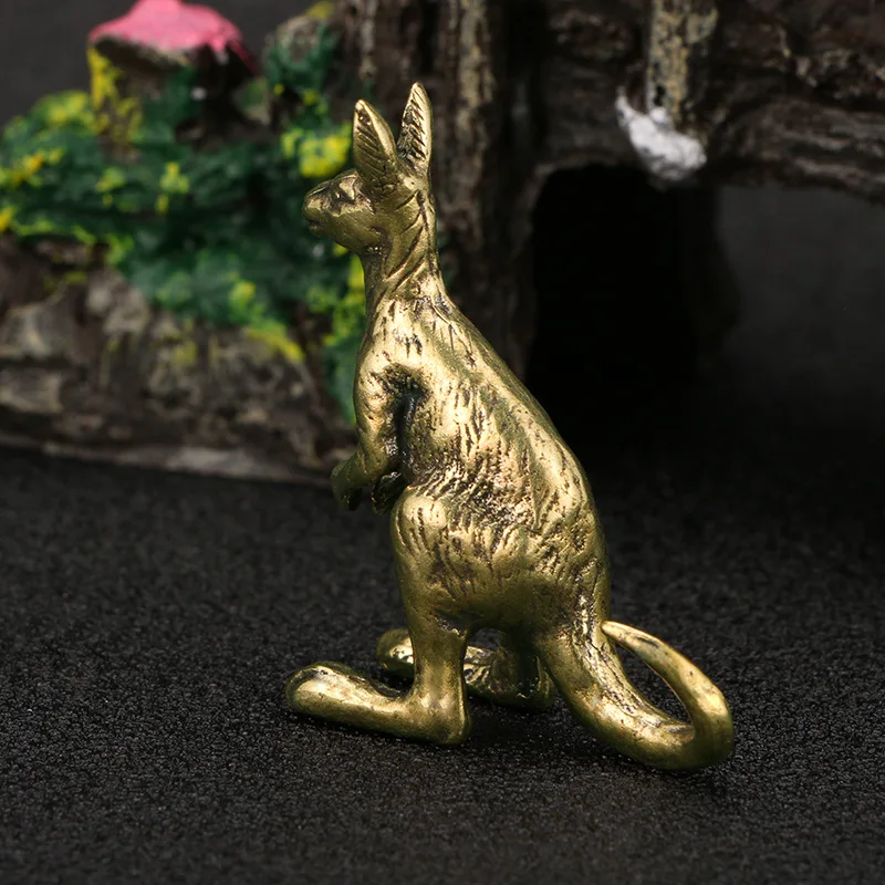 Kangaroo Brass Ornaments Metal Figurines Antique Tea Pet Tabletop Decoration Australian Animals Souvenir Living Room Decoration
